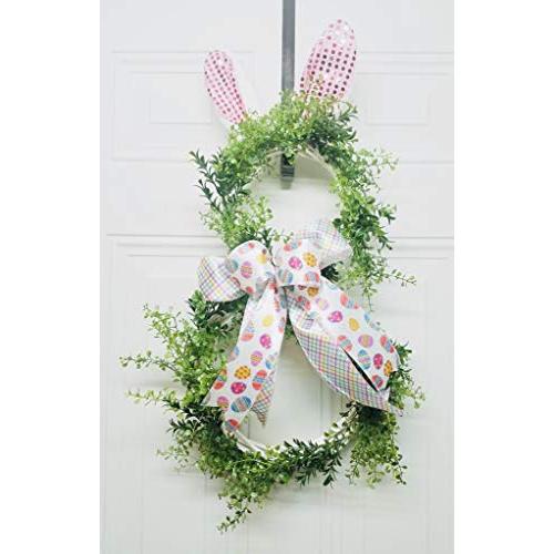 Bunny Wreath, Easter Wreath, Easter Bunny Wreath, Easter Bunny, Greenery, Greenery Wreath, Bunny Ears, Wreath, Door Hanger, Home Decor, Easter Decor, Bunny Decor, Free Shipping, Krazy Mazie Kreations