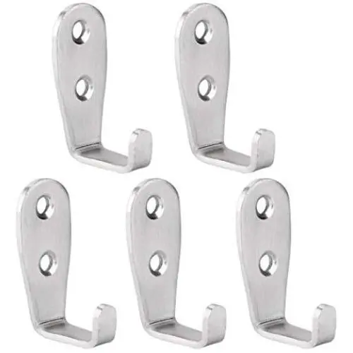 uxcell 5pcs Wall Hook Stainless Steel Wall Mounted Hooks Coat Towel Wall Clasp Bedroom Clothes Hangers W Screws Silver Tone