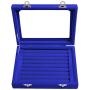 Pasutewel 7 Slots Velvet Glass Rings Earrings Jewellery Display Stand Storage Boxes Holder Organiser Tray Case - Blue