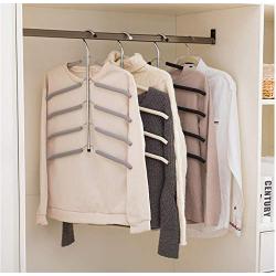 5pcs Random Color Multilayer Fish Bone Shape Stainless Steel Clothing Storage Racks, Clothes Hanger Storage Holder Wardrobe Laundry Drying Rack