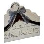 Personalized Bridal Wedding Dress Hanger With Date - Any Name Custom Made Silver Dark Wood Hanger with Notches in Hanger, Bride Gift - Choice of 9 Bow Colors. Wedding Shower Gift