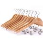 5pieces Wooden Suit Hangers with Polished Clips and Hooks, Natural Wood, Wooden Clothes Hangers