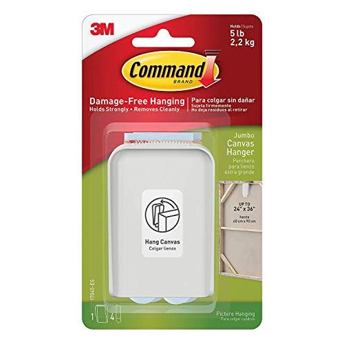 Command Jumbo Canvas Hanger B95756, 4-Hook, 16-Large Strips
