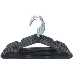 Kabudar Metal Hangers Non-Slip Suit Coat Hangers Chrome and Black Friction, Metal Clothes Hanger with Rubber Coating, 16 Inches