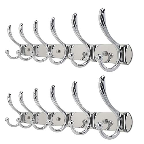 Coat Hook WEBI Classic Robe Bath Kitchen Towel Utensil Utility Hook Garment Rack Hanger Rail Holder Wall Mounted,Chrome Finish, Aluminium Alloy