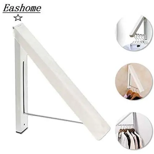 PartLove Wall Mounted Folding Clothes Hanger New Aluminum Home Clothes Storage Save Space Sturdy and Not Falling Off Great for Laundry Room Bedroom Cabinet