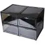 FlyingBean Drop-Front Shoe Boxes for Womens Mens, Clear Plastic Foldable Stackable Shoe Organizer Wall, Storage Shoe Boxes Save Space & Cleans for Closet Shelf Entryway Hallway, 2 case in Package