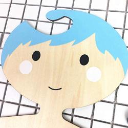 Studyset Kids Non-Slip Clothes Hangers, Nordic Style Cartoon Boy Pattern Wood Hanger Storage Rack for Kids Clothes Room Decoration Blue