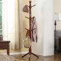 Cxjff Floor Standing Coat Rack Clothes Hat Stand Hanger 9 Hooks European Style Solid Wood, 50x50x179CM (Color : Coffee)