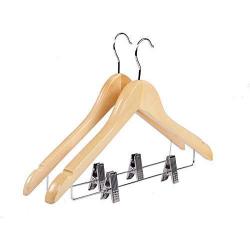 ZXL Solid Wood Belt Clip Hanger Wooden Adult Suit Clothes Rack Home Seamless Non-Slip Clothing Hanging Clothes Support 10 Pack