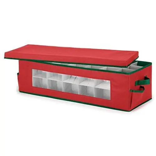 Whitmor Ornament Storage Boxes 42 Compartments with Outer Pocket for Ornament Hooks Whitmor Ornament Storage Boxes 42 Compartments with Outer Pocket for Ornament Hooks
