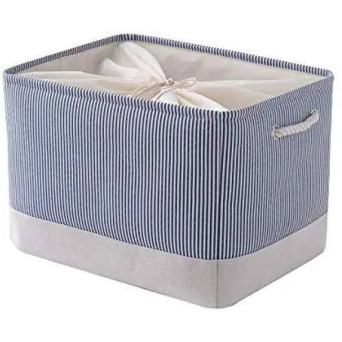 TheWarmHome Basket with Lids Storage Basket Dog Toy Basket Closet Basket Fabric Storage Basket Decorative Basket Rectangular Storage Bin Gift Basket Shoe Basket(Blue Strip,18.9L×15W×11.8H inch) TheWarmHome Basket with Lids Storage Basket Dog Toy Basket Closet Basket Fabric Storage Basket Decorative Basket Rectangular Storage Bin Gift Basket Shoe Basket(Blue Strip,18.9L×15W×11.8H inch)