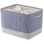 TheWarmHome Basket with Lids Storage Basket Dog Toy Basket Closet Basket Fabric Storage Basket Decorative Basket Rectangular Storage Bin Gift Basket Shoe Basket(Blue Strip,18.9L×15W×11.8H inch)
