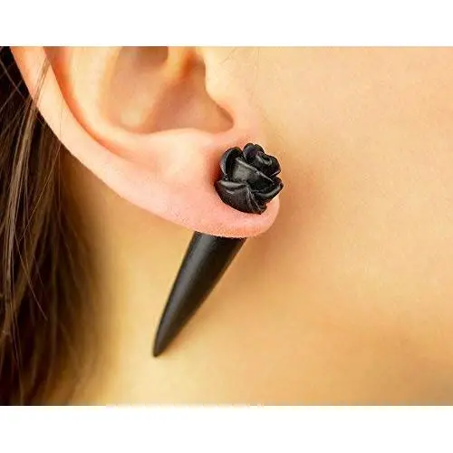 Rose Earrings Cheater Flesh Tunnel Rose Plugs Black Rose Studs Fake Ear Tapers Tribal Tapers Fake Gauge Earrings Taper Hanger Spike Piercing Fake Taper Earrings Rose Earrings Cheater Flesh Tunnel Rose Plugs Black Rose Studs Fake Ear Tapers Tribal Tapers Fake Gauge Earrings Taper Hanger Spike Piercing Fake Taper Earrings