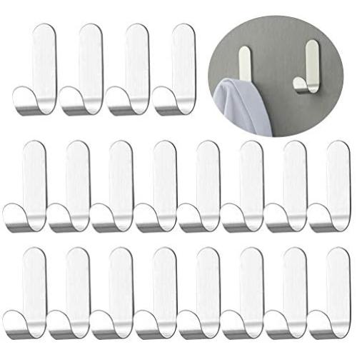 Adhesive Hooks, 20 Pack Wall Hooks for Hanging Ultra-Suction Power Stainless Steel Easy to Install Wall Hooks Adhesive for Hanging Coat, Bath Towels, Jackets, Kitchenware, Light Strip Adhesive Hooks, 20 Pack Wall Hooks for Hanging Ultra-Suction Power Stainless Steel Easy to Install Wall Hooks Adhesive for Hanging Coat, Bath Towels, Jackets, Kitchenware, Light Strip