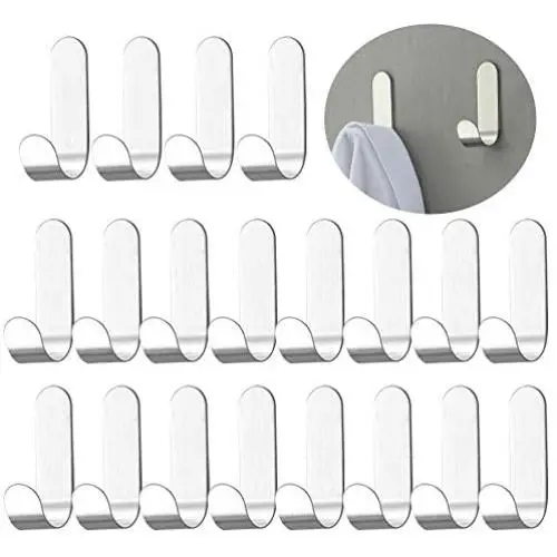 Adhesive Hooks, 20 Pack Wall Hooks for Hanging Ultra-Suction Power Stainless Steel Easy to Install Wall Hooks Adhesive for Hanging Coat, Bath Towels, Jackets, Kitchenware, Light Strip Adhesive Hooks, 20 Pack Wall Hooks for Hanging Ultra-Suction Power Stainless Steel Easy to Install Wall Hooks Adhesive for Hanging Coat, Bath Towels, Jackets, Kitchenware, Light Strip