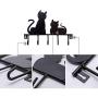 Valensha Towel Rack, Hand Towel Ring Towel Bar Holder Cat Design Metal Wall Mounted Hooks Hat Coat Clothes Storage Door Hanger Decor Black