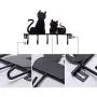 Valensha Towel Rack, Hand Towel Ring Towel Bar Holder Cat Design Metal Wall Mounted Hooks Hat Coat Clothes Storage Door Hanger Decor Black