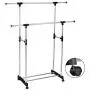 Classy Product Durable Double Adjustable Extendable Clothes Hanger Rack with Rolling Wheel Classy Product Durable Double Adjustable Extendable Clothes Hanger Rack with Rolling Wheel