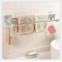 TIM-LI Bathroom Double Towel Bar with Hook, Wall Mounted No Drilling PP Shelf Organizer Cloth Hanger, Contemporary Style Towel Rack(13Inch)