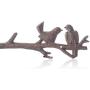 [Mothers Day Gift] Cast Iron Birds On Branch Hanger with 6 Hooks | Decorative Cast Iron Wall Hook Rack | for Coats, Hats, Keys, Towels, Clothes | 18.5x2x4.5” (Rust Brown)