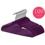 RAYKUNRONG Ultra Thin Hangers Non Slip Velvet 100 Pack, 360 Degree Swivel Hook Space Saving Clothes Hangers with Bonus Accessory Bar (Purple) RAYKUNRONG Ultra Thin Hangers Non Slip Velvet 100 Pack, 360 Degree Swivel Hook Space Saving Clothes Hangers with Bonus Accessory Bar (Purple)