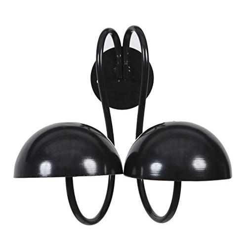 Owlgift Modern Metal Wall Mounted Entryway Retail Hat Rack/Wig Display Stand w/ 2 Circular Hat Hooks, Black