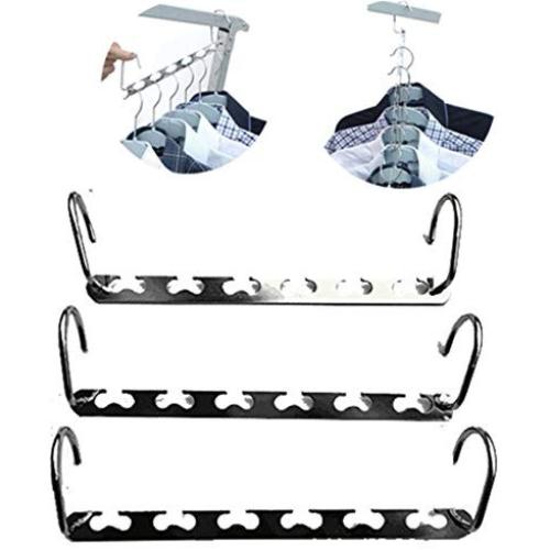Lucky Fitness 3pcs Magic Hangers ， Closet Hanger Multifunctional Metal Clothes Hanger for Space Saving and Storage …