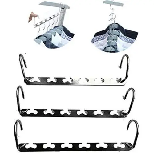 Lucky Fitness 3pcs Magic Hangers ， Closet Hanger Multifunctional Metal Clothes Hanger for Space Saving and Storage …