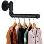 TLBTEK Black Industrial Pipe Clothes Rack,Wall Mounted Clothes Hanger,12 inch Heavy Duty Detachable Metal Iron Hanging Rack for Clothes,Multiple Purpose Garment Towel Hanging Rod for Closet Storage