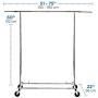 Basics Hardware Elegant Commercial Grade Clothing Garment Rack, Extendable Hanging Rack, Chrome Rolling Rack