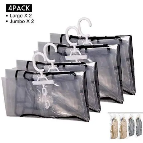 Hanging Vacuum Storage Bags, FoolHome Space Saver Bags for Clothes, Duvets, Pillows & Travel Luggage, 4 Pack(2xJumbo, 2xLarge) Hanging Vacuum Storage Bags, FoolHome Space Saver Bags for Clothes, Duvets, Pillows & Travel Luggage, 4 Pack(2xJumbo, 2xLarge)