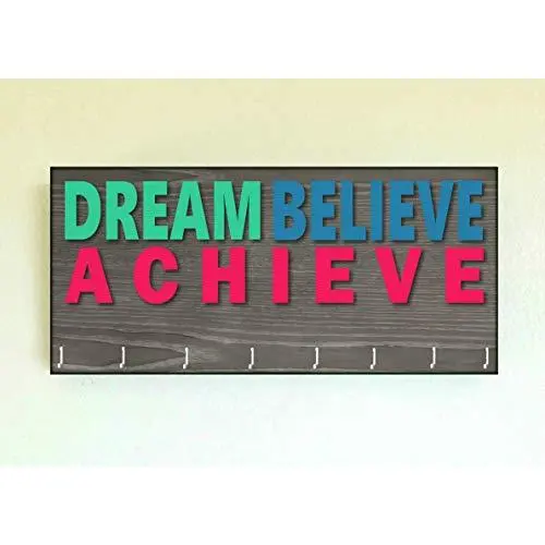 Race Medal Holder/Running Medal Hanger DREAM BELIEVE ACHIEVE- Wood Wall Mounted Medal Organizer. CUSTOMIZATION Available Race Medal Holder/Running Medal Hanger DREAM BELIEVE ACHIEVE- Wood Wall Mounted Medal Organizer. CUSTOMIZATION Available