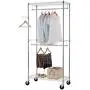 Finnhomy Heavy Duty Rolling Garment Rack Clothes Rack with Double Hanger Rods and Shelves, Portable Closet Organizer with Wheels, 1″ Diameter Thicken Steel Tube Hold Up to 300Lbs, Chrome Finnhomy Heavy Duty Rolling Garment Rack Clothes Rack with Double Hanger Rods and Shelves, Portable Closet Organizer with Wheels, 1″ Diameter Thicken Steel Tube Hold Up to 300Lbs, Chrome