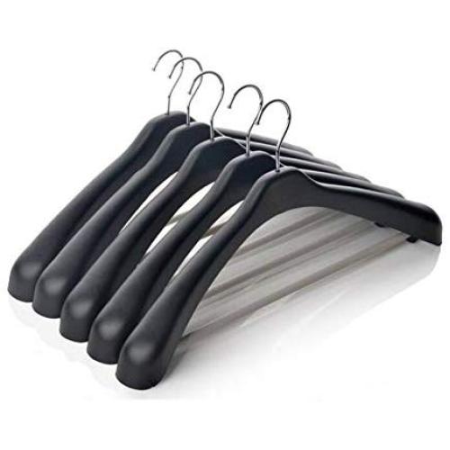KYCPTNFJ Extra Black Plastic Clothes/Coats Hanger for Man, 47cm 5 Pieces