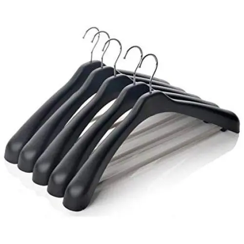 KYCPTNFJ Extra Black Plastic Clothes/Coats Hanger for Man, 47cm 5 Pieces KYCPTNFJ Extra Black Plastic Clothes/Coats Hanger for Man, 47cm 5 Pieces