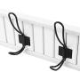 Flexzion Hook Rack Organizer Decorative Wall Mounted White Wood & 5 Black Metal Dual Coat Hooks Utility Entryway Rack for Coat, Scarf, Bag, Towel, Key, Cap, Cup, Hat Bathroom Towel Hanger Organizer