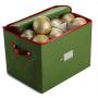 Ornament Storage Boxes with Zippered Closure 4-Inch - Protect & Keeps Safe Up to 36 Holiday Ornaments & Xmas Decorations Accessories, Durable Non-Woven Ornament Storage Container & Two Handles (Green)