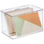 mDesign Plastic Office Storage Bin with Lid - Holds Note Pads, Gel Pens, Staples, Dry Erase Markers, Envelopes, Tape - 7" Long, 2 Pack - Clear