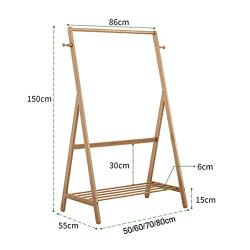 WZP Clothing Display Stand Simple Solid Wood Hanger Floor to Put Clothes Rack,Home Bedroom Mobile Storage Rack Simple Modern Coat Rack Waterproof and Moisture Proof/As Shown / 70Cm