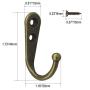 22pcs Vintage Retro Bronze Robe Hooks Wall Mounted Single Key Hook Hangers with 48pcs Screws