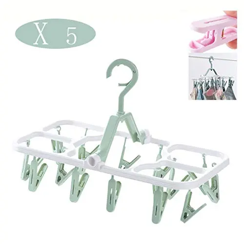 HJYPYJ Magic Hanger,Detachable Magical Hangers,PP Multi-Clip Hanger,Space-Saving Organizer Hangers, Non-Slip/Green / 5 pcs HJYPYJ Magic Hanger,Detachable Magical Hangers,PP Multi-Clip Hanger,Space-Saving Organizer Hangers, Non-Slip/Green / 5 pcs
