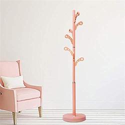 TYM-JKH Hanger Simple Floor Coat Rack Vertical Metal Hanger Bedroom Living Room Clothes Rack Simple Warm Pink Floor Hanger