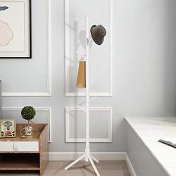 Salafey Wooden Coat Rack Free Standing,8 Hooks White Coat Hat Tree Standing Hanger Tree for Coat Hats Handbags Clothes,Easy Assembly
