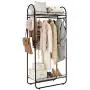 LANGRIA Compact Free-Standing Garment Rack Made of Sturdy Iron with Spacious Storage Space, 2 Shelves, 1 Clothes Hanging Rod, Heavy Duty Clothes Organizer for Bedroom, Entryway (Black) LANGRIA Compact Free-Standing Garment Rack Made of Sturdy Iron with Spacious Storage Space, 2 Shelves, 1 Clothes Hanging Rod, Heavy Duty Clothes Organizer for Bedroom, Entryway (Black)