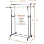 Rukerway Heavy Duty Garment Rack Double Rail Adjustable Clothing Rack Supreme Rolling Rack Laundry Drying Rack, Chrome Finish (Double Rail)