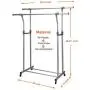 Rukerway Heavy Duty Garment Rack Double Rail Adjustable Clothing Rack Supreme Rolling Rack Laundry Drying Rack, Chrome Finish (Double Rail)