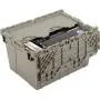 One Stop Shop Plastic Storage Bin Totes Container - High Density Polyethylene Plastic, Premium Attached Lid Distribution Containers, Shipping Hinged Lid, 21-7/8 x 15-1/4 x 12-7/8, Gray