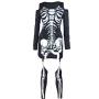 charmsamx Womens Halloween Punk Skeleton Skull Printed Dress Autumn Casual Cold Shoulder Long Sleeve Tunic Top with Skull Bone Long Arm Warmer Jumpsuit for Halloween Costume Party