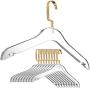 Designstyles Clear Acrylic Clothes Hangers - 10 Pk Stylish and Heavy Duty .5 inch(10mm,12mm,15mm options) Thick Premium Quality Closet Clothing Organizer with Gold Chrome Plated Steel Hooks - Non-Slip Notches